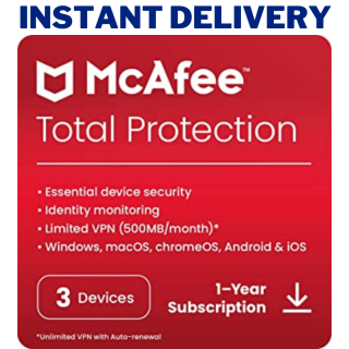 McAfee Total Protection 2023 3 Devices 1 Year Antivirus 